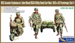 Gecko Models 35GM0041 M35 Scooter Cushman w/ John Wood M3A4 Utility Hand Cart Mod. 1943  US Paratroops (Set 1) 1/35
