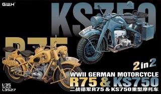 Great Wall Hobby L3527 German Motorcycle R75  KS750 2in2 1/35