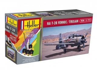 Idealny zestaw na prezent - Heller nr 56279 - zawiera plastikowy model samolotu North American T-28 Fennec / Trojan do sklejania w skali 1:72 oraz farby, klej i pędzelek.