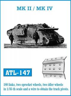 Metalowe gąsienice w skali 1:35 do czołgów WWI Mk. II,IV,V