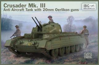 Model czołgu Crusader Mk.III z działkiem 20mm Oerlikon IBG 72070 w skali 1:72