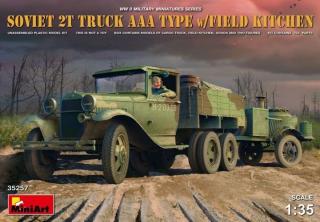 Model radzieckiej ciężarówki do sklejania 2t AAA z kuchnią polową MiniArt 35257