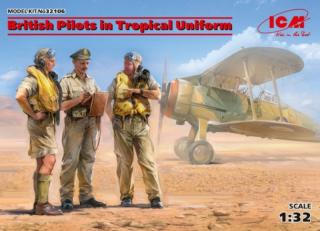 Plastikowe figurki brytyjskich pilotów w tropikalnych mundurach do sklejania w skali 1:32 z firmy ICM nr 32106