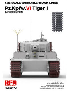 Plastikowe gąsienice do czołgu Tiger I (Late) z firmy RFM Rye Field Model nr RM-5017U w skali 1:35