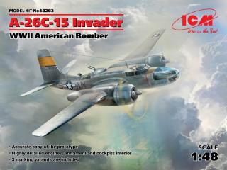 Plastikowy model amerykańskiego samolotu bombowego Douglas A-26C-15 Invader do sklejania w skali 1:48 z firmy ICM 48283