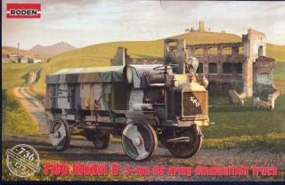Plastikowy model amerykańskiej ciężarówki FWD Model B z okresu WWI do sklejania w skali 1:72 z firmy Roden nr 736