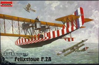 Plastikowy model brytyjskiego hydroplanu z WWI Felixstowe F.2A do sklejania w skali 1:72 z firmy Roden nr 047