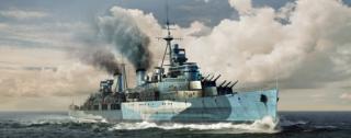 Plastikowy model brytyjskiego krążownika HMS Belfast 1942 do sklejania w skali 1:350 z firmy Trumpeter nr katalogowy 05334