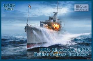 Plastikowy model brytyjskiego niszczyciela HMS Glowworm 1938 G-klasy do sklejania w skali 1:700 nr 70008