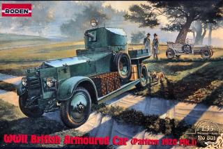 Plastikowy model brytyjskiego samochodu pancernego Pattern 1920 Mk.I do sklejania w skali 1:72 z firmy Roden nr 801