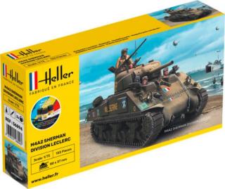 Plastikowy model czołgu M4A2 Sherman Division Leclerc do sklejania w skali 1:72, zestaw modelarski z farbami i klejem Heller nr 56894