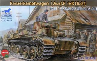 Plastikowy model czołgu Panzerkampfwagen I Ausf.F (VK18.01) do sklejania w skali 1:35 z firmy Bronco Models nr CB35143