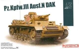 Plastikowy model czołgu PZIII Ausf.N DAK do sklejania 1:72 Dragon 7634 Armor Neo Pro