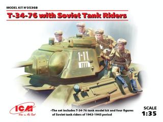 Plastikowy model czołgu T-34/76 z figurkami żołnierzy do sklejania 1:35 ICM 35368