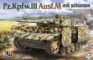 Plastikowy model do sklejania niemieckiego czołgu PZ III Ausf.M z ekranami przeciwkumulacyjnymi, model z firmy Takom w skali 1:35 nr katalogowy 8002