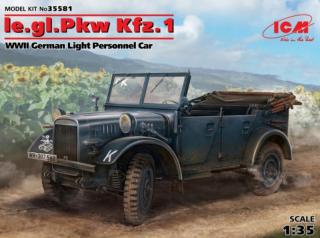 Plastikowy model do sklejania niemieckiego lekkiego samochodu terenowego le.gl.Pkw Kfz.1 w skali 1:35 z firmy ICM nr 35581