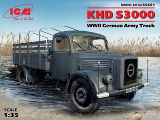 Plastikowy model do sklejania niemieckiej wojskowego ciężarówki KHD S3000 w skali 1:35 z firmy ICM nr 35451