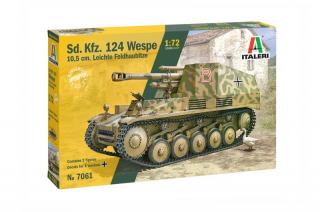 Plastikowy model haubicy samobieżnej Sd.Kfz. 124 Wespe 1:72 Italeri 7061