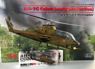 Plastikowy model helikoptera AH-1G Cobra z farbami do sklejania w skali 1:32 z firmy ICM nr 32060A