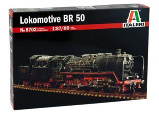 Plastikowy model lokomotywy parowej BR50 do sklejania w skali 1:87 z firmy Italeri nr 8702
