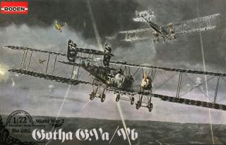 Plastikowy model niemieckiego ciężkiego bombowca z okresu I wojny światowej Gotha G.Va/Vb do sklejania w skali 1:72 z firmy ICM nr 020