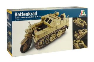 Plastikowy model niemieckiego lekkiego pojazdu Kettenrad Sd.Kfz.2 do sklejania w skali 1:9 z firmy Italeri nr 7404