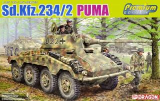 Plastikowy model niemieckiego pancernego samochodu Sd.Kfz.234/2 Puma (edycja premium) do sklejania w skali 1:35 z firmy Dragon nr 6943