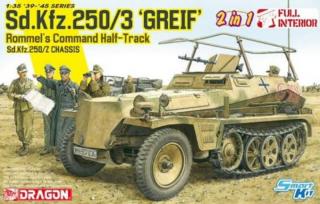 Plastikowy model opancerzonego pojazdu Romla Sd.Kfz.250/3 Greit do sklejania z wnętrzem w skali 1:35 z firmy Dragon nr 6911