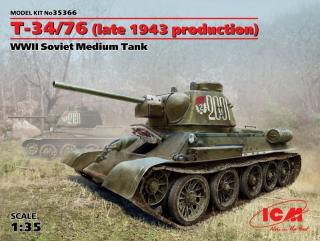 Plastikowy model radzieckiego czołgu średniego T-34/76 do sklejania w skali 1:35 z firmy ICM nr 35366