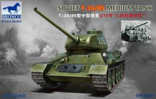 Plastikowy model radzieckiego czołgu średniego T-34/85 do sklejania w skali 1/32 z firmy Bronco Models nr MB32001