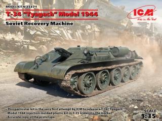 Plastikowy model radzieckiego pojazdu opancerzonego T-34 Tyagach Model 1944 do sklejania w skali 1:35 z firmy ICM nr 35371