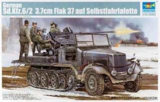 Plastikowy model redukcyjny działka Flak 37 na podwoziu Sd.Kfz.6/2