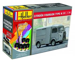 Plastikowy model samochodu Citroen Furgon Typ H do sklejania w skali 1:24 z firmy Heller nr 56768 zestaw modelarski z farbami, klejem i pędzelkiem.
