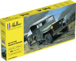 Plastikowy model samochodu Jeep Willys z przyczepą do sklejania 1:35 Heller 81105