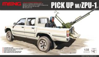 Plastikowy model samochodu Pick Up z karabinem ZPU-1 do sklejania w skali 1:35 z firmy Meng nr VS-001