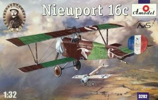 Plastikowy model samolotu dwupłatowego Nieuport 16c do sklejania w skali 1:32 z firmy Amodel nr 3202.