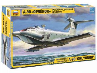 Plastikowy model samolotu Ekranoplan A-90 Orlyonok do sklejania w skali 1:144 z firmy Zvezda nr katalogowy 7016