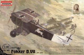 Plastikowy model samolotu Fokker D.VII 1:48 Roden 421