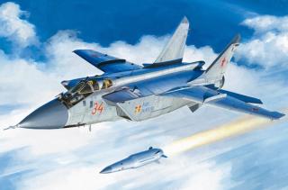 Plastikowy model samolotu MiG-31BM z rakietą KH-47M2 do sklejania w skali 1:48 z firmy Hobby Boss nr 81770.