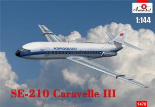 Plastikowy model samolotu pasażerskiego SE-210 Caravelle III 1:144 Amodel 1478