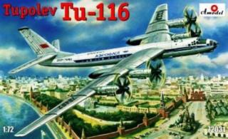 Plastikowy model samolotu pasażerskiego Tupolev Tu-116 1:72 Amodel 72031
