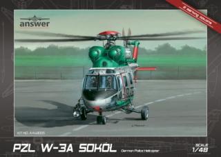 Plastikowy model śmigłowca PZL W-3A Sokół z kalkomanią niemieckiej policji, model w skali 1:48 do sklejania z firmy Answer nr AA48005