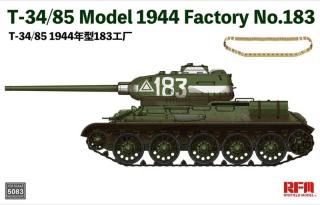Plastikowy model sowieckiego czołgu T-34/85 1944 nr 183 1:35 RFM 5083