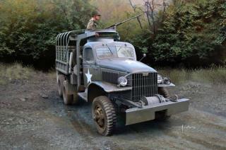 Plastikowy model wojskowego samochodu ciężarowego GMC CCKW-352 do sklejania w skali 1:35 z firmy Hobby Boss nr 83833