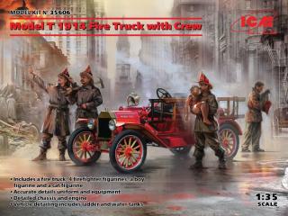 Plastikowy model wozu strażackiego Ford Model T 1914 z figurkami 1:35 ICM 35606