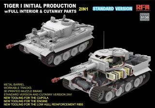 RFM 5130 Tiger I Initial Production w/Full Interior  Cutaway Parts 2in1 1/35 - Standard Version