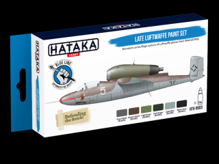 Zestaw akrylowych farb modelarskich do późnych samolotów Luftwaffe - zestaw z firmy Hataka nr BS03 6x17ml
