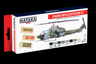 Zestaw akrylowych farb modelarskich do samolotów - amerykańskie helikoptery Marine Corps - zestaw z firmy Hataka nr AS14 8x17ml