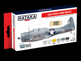 Zestaw akrylowych farb modelarskich do samolotów - amerykańskie samoloty - zestaw z firmy Hataka nr AS53 6x17ml