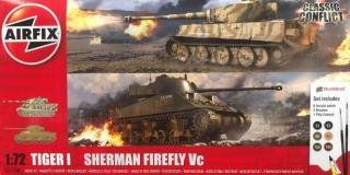 Zestaw modelarski z farbami do sklejania czołgi Tiger I i Sherman Firefly Vc 1:72 Airfix A50186